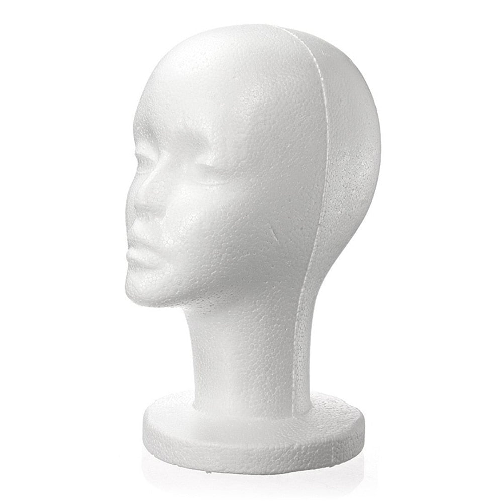 Travelwant Female Styrofoam Mannequin Head - White Foam Head